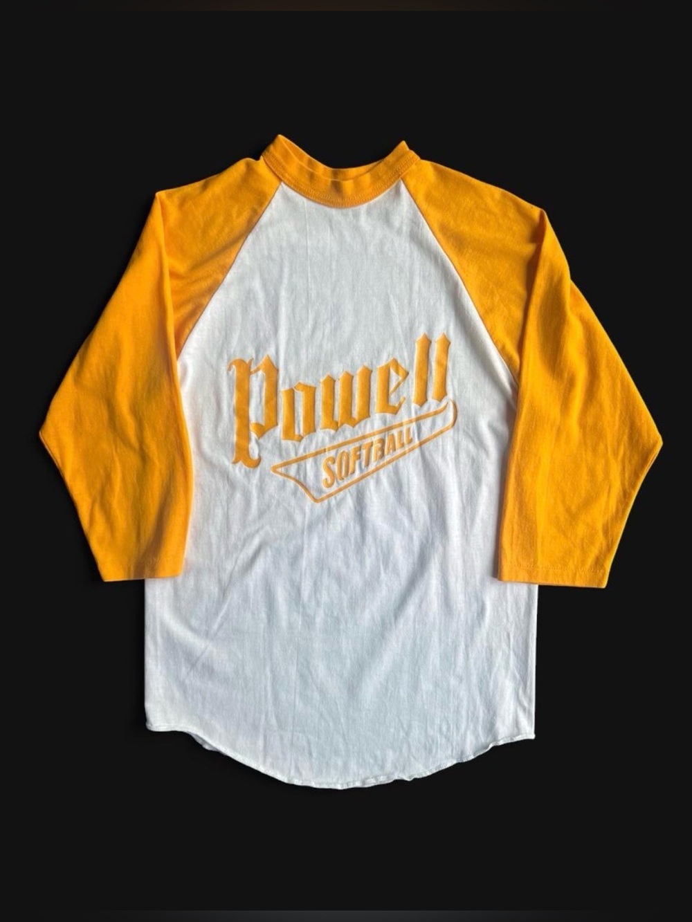 Vintage 1980’s Powell Softball Raglan Jersey 50/50 blend USA single stitch